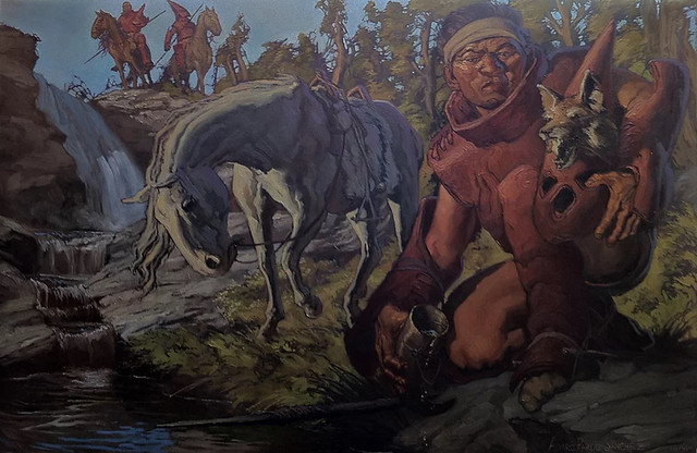 vigía mapuche de la frontera en el rio Biobio,  que los españoles no pudieron cruzar en 300 años