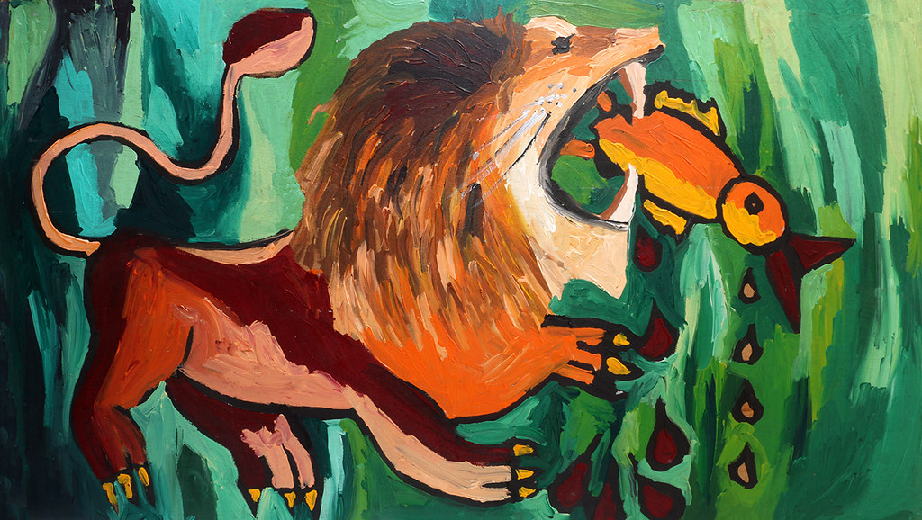 האמנים הישראליים ציור של אריה ציורי אריות באמנות הישראלית רפי פרץ צייר  אמנות ישראלית עכשווית ציורים של האריה