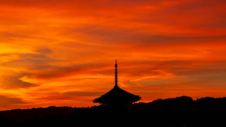 Last Nights Sunset in Ikaruga Town with Hoki-ji Pagoda.