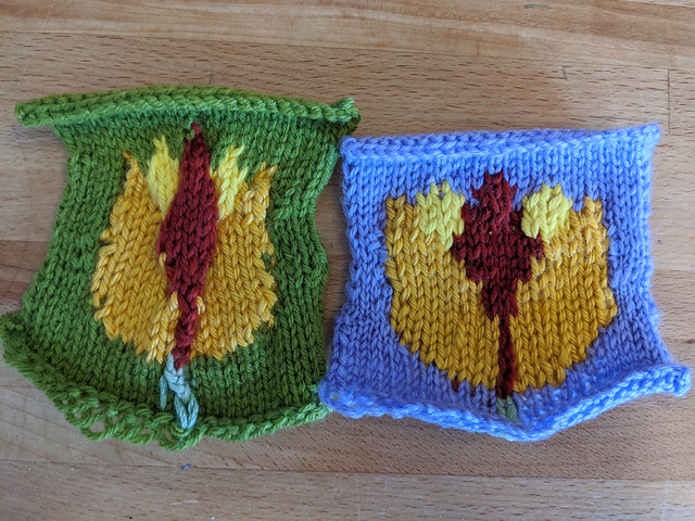 Slowly getting better at intarsia colour knitting
