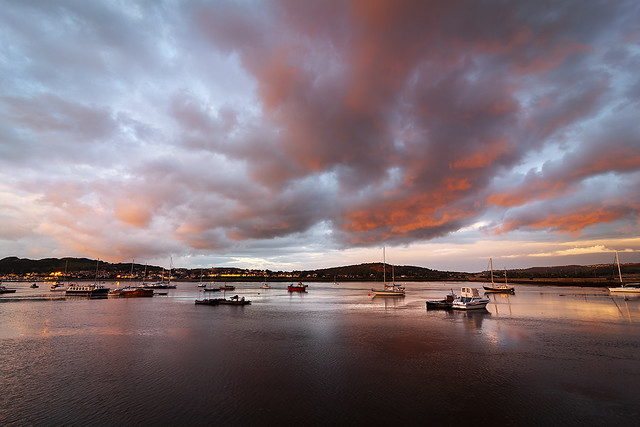 Dramatic Sunset, Boats, Conwy Harbour, Wales