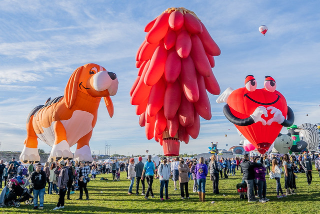 Hound Dog Hot Air Balloon, New Mexico Chili Pepper Hot Air Balloon, and Heart Hot Air Balloon
