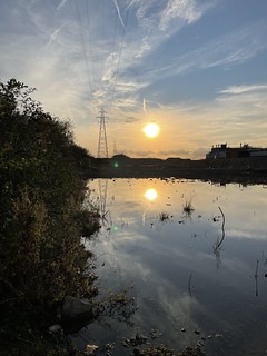 Sunset over pond at Brantham