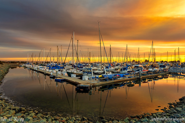Sunset at Pier 32 Marina in National City, California, USA