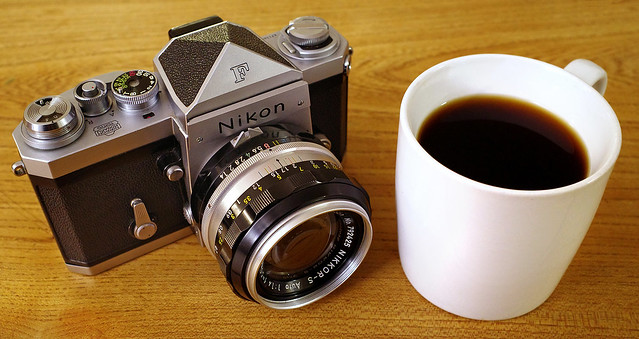 Nikon F  with light reflection from white cup on subject