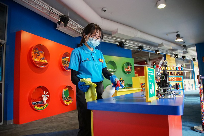 LEGOLAND Malaysia Resort Team member preparing their stations in anticipation of reopening.