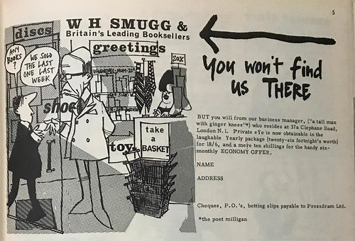 Private Eye W. H. Smug ad (top of facing page in Town magazine parody)