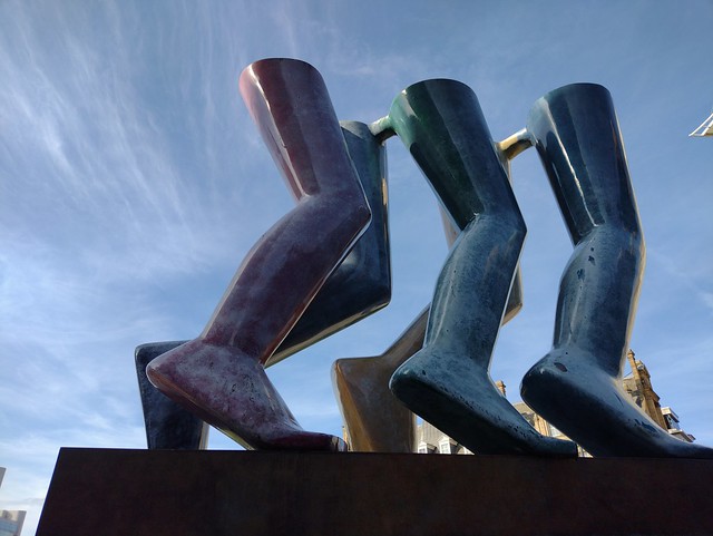 UK - Yorkshire - Leeds - City Square - Sculpture - Legs walking