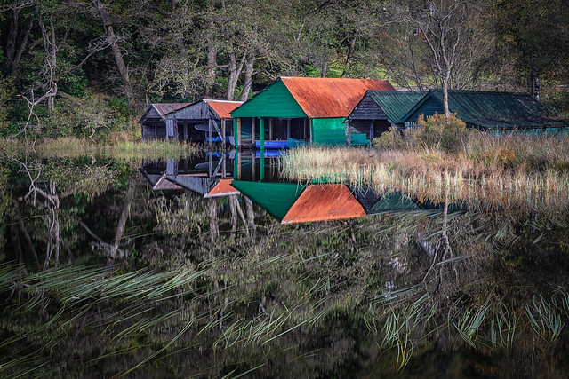 Boat houses Loch Ard