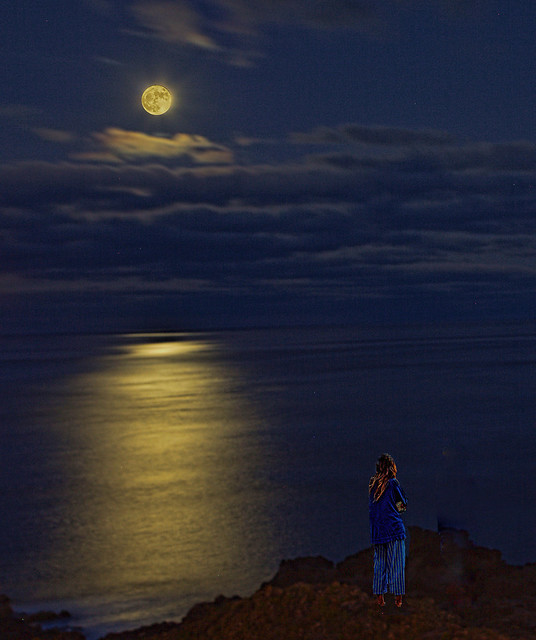 Enjoying the moonlight at Azores islands