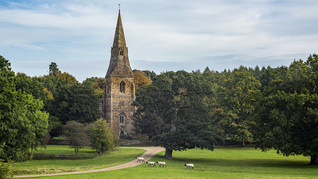St Mary the Virgin Church Spire and Sheep - SS - 2021/289 (R3_05783)