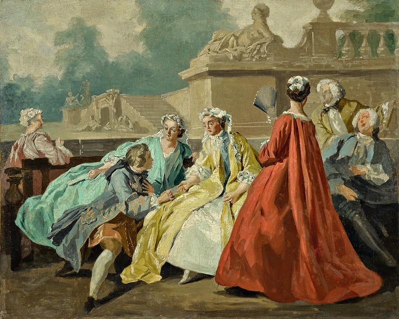Circle of Jean François de Troy (1679-1752) - A group of elegant figures seated in a park