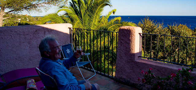 Relaxing on the balcony after the walk round the Cap