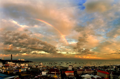 pattaya thailand sunrise rainbow sky