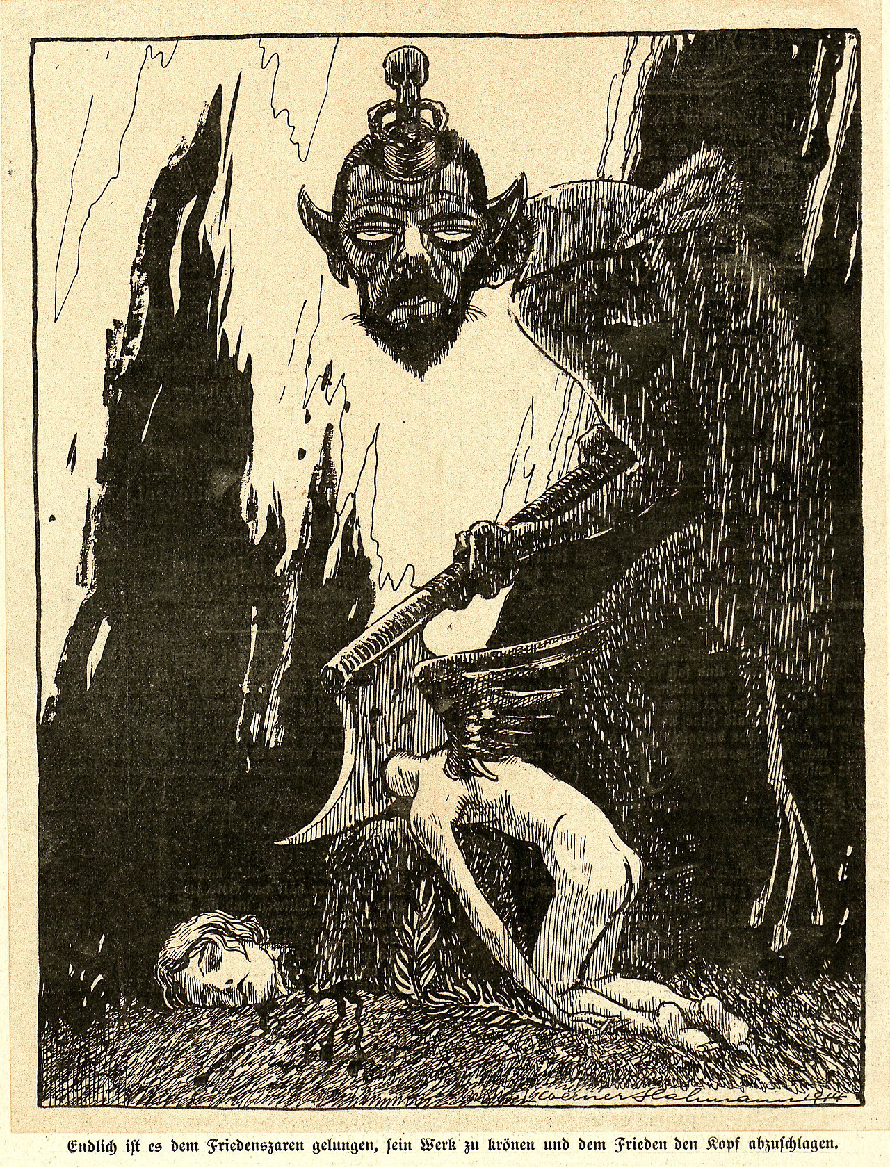Kladderadatsch, Illustration by Werner Hahmann, August, 1914