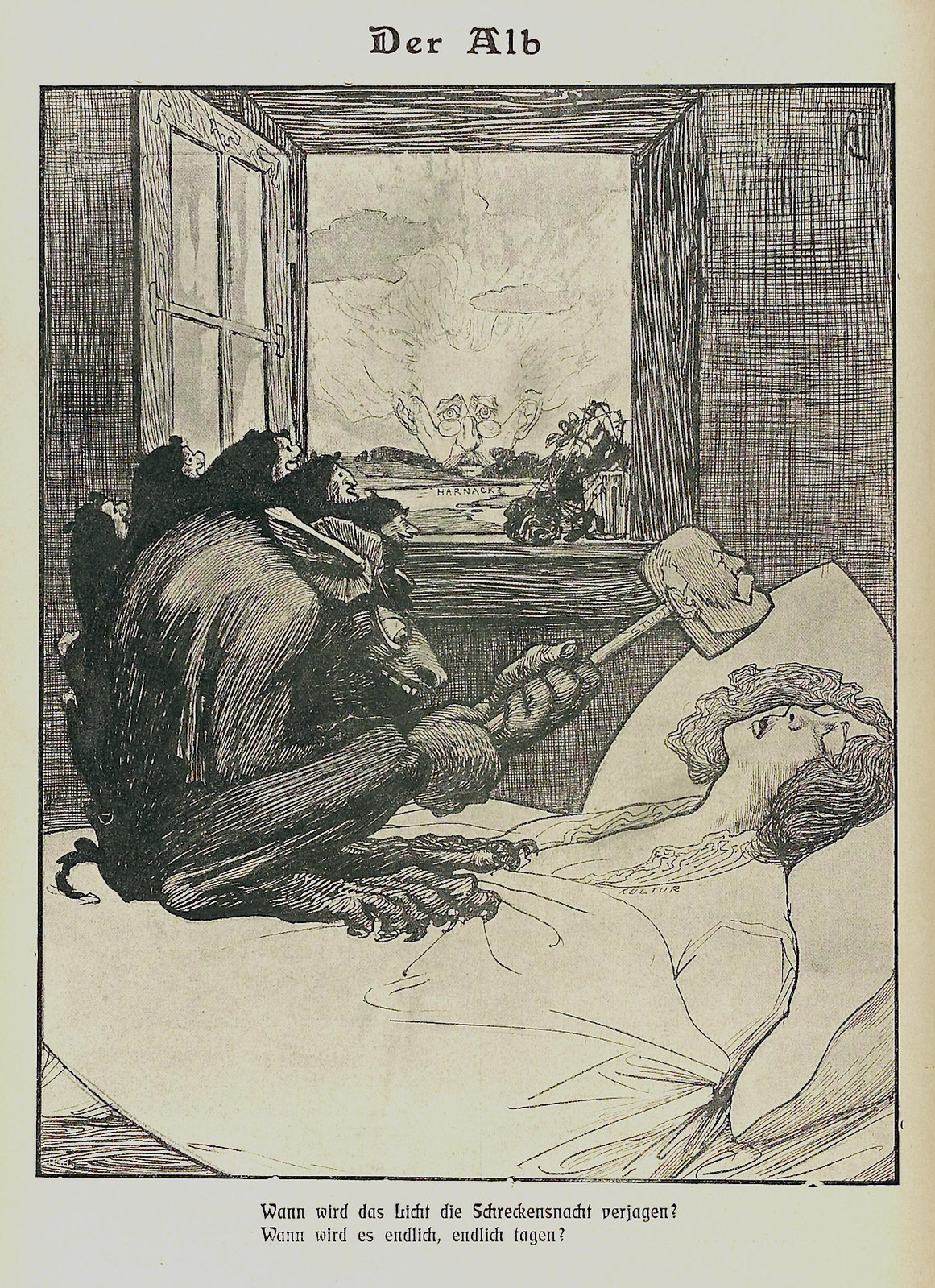 Kladderadatsch, Interior art by A.L?, 1907