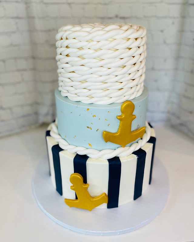 Nautical Wedding Cake by Noelle's Corner Kitchen