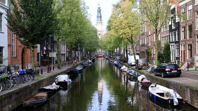 Amsterdam - Groenburgwal - View to Zuiderkerkstoren