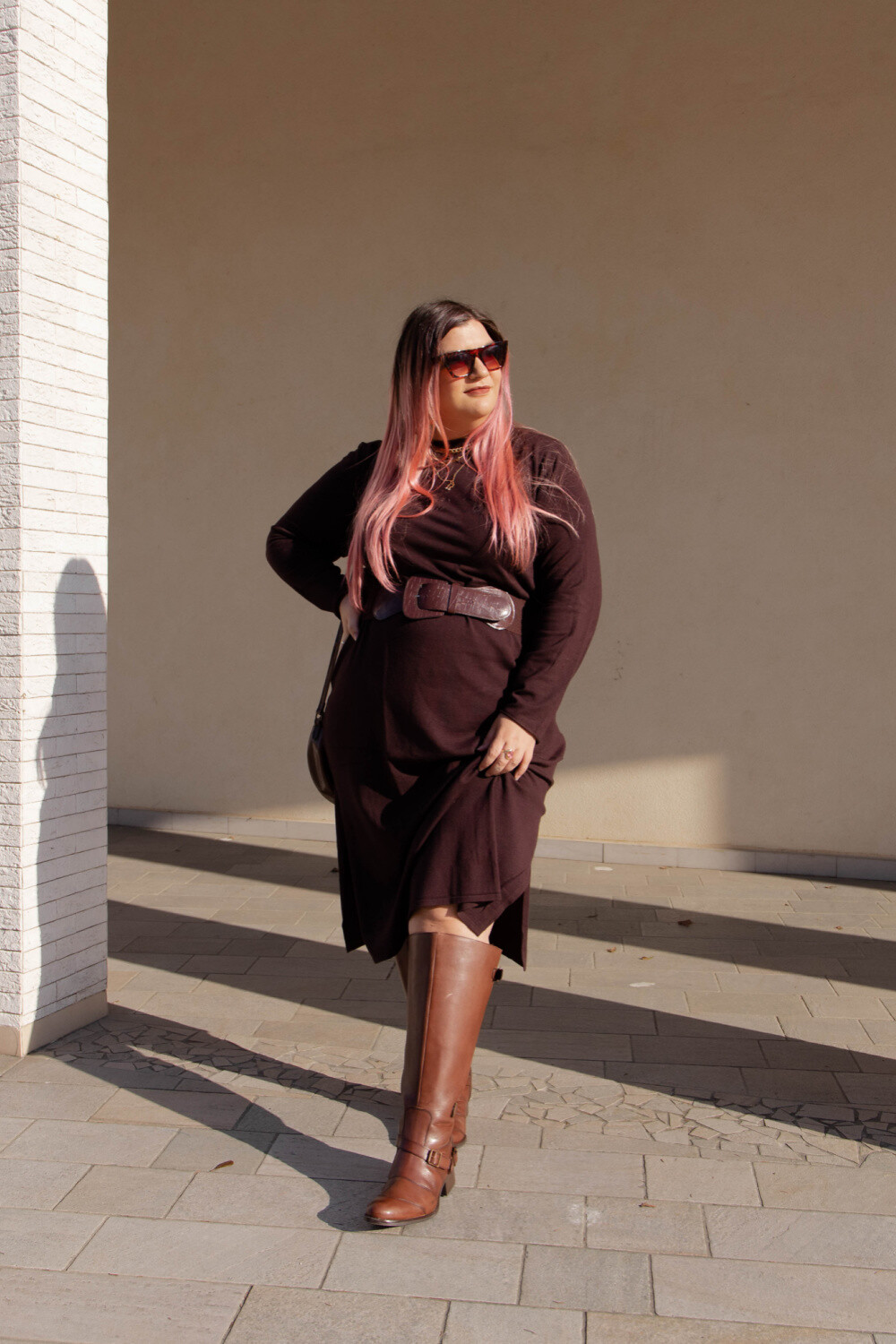 total brown plus size curvy outfit (2)
