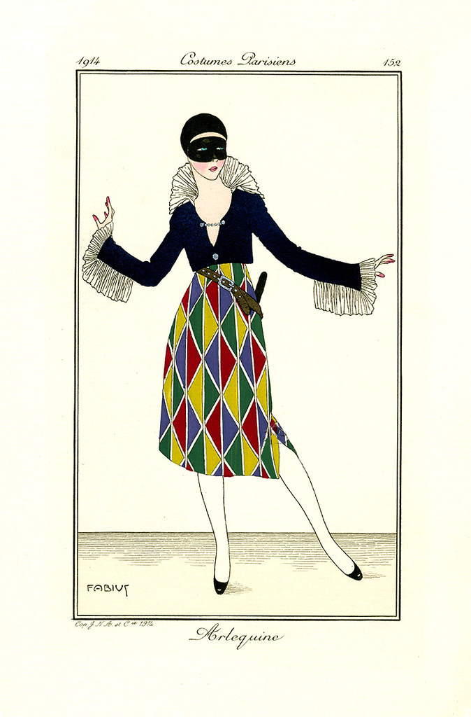 LORENZI, Alberto Fabio. Arlequine, Costumes Parisiens, 1912.