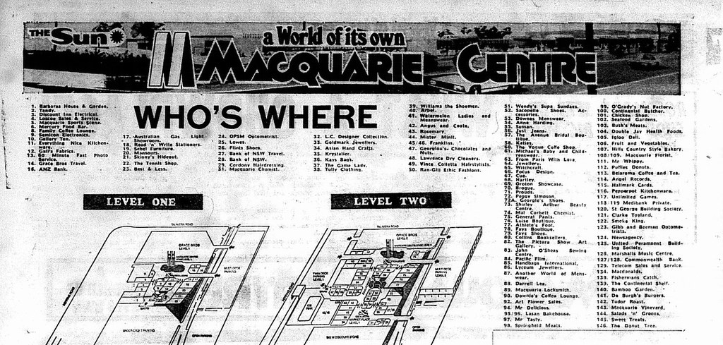 Macquarie Centre Opening Supplement November 16 1981 The Sun (6) - enlarged map from Page 42 - Centre Directory