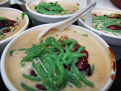 Chendol.. shaved ice dessert with fresh coconut milk, palm sugar, green jelly and red beans