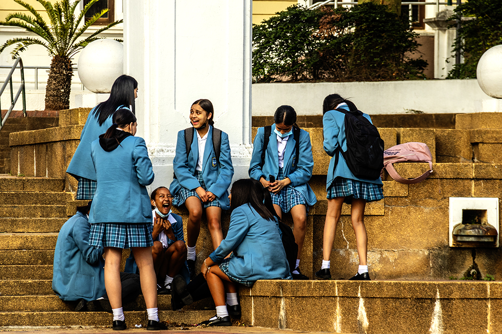 Schoolgirls in Company's Garden on 10-21-21--Cape Town