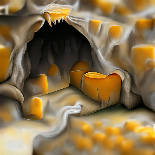 'an illustration of of a cave made of cheese' Visions of AI v2 Text-to-Image