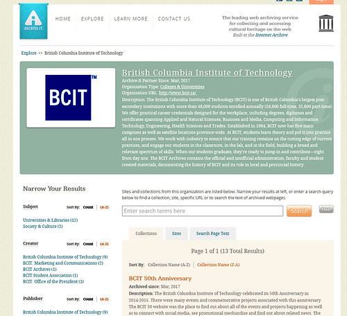 BCIT-Archive-It-homepage