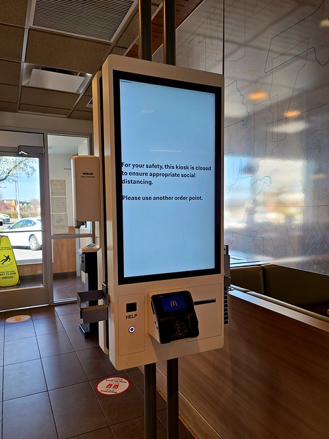 McDonald's kiosk closed for social distancing