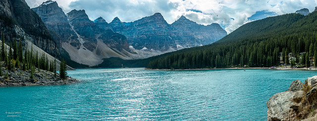 A pano view of Moraine Lake AB Canada