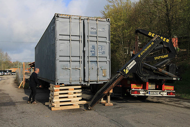 Ankunft des Containers