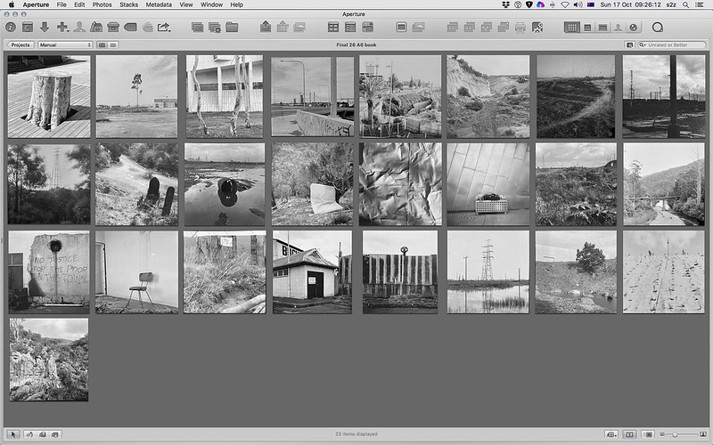 Final edit of 26 images in order, organised suing Aperture Apple's pro level photo management tool