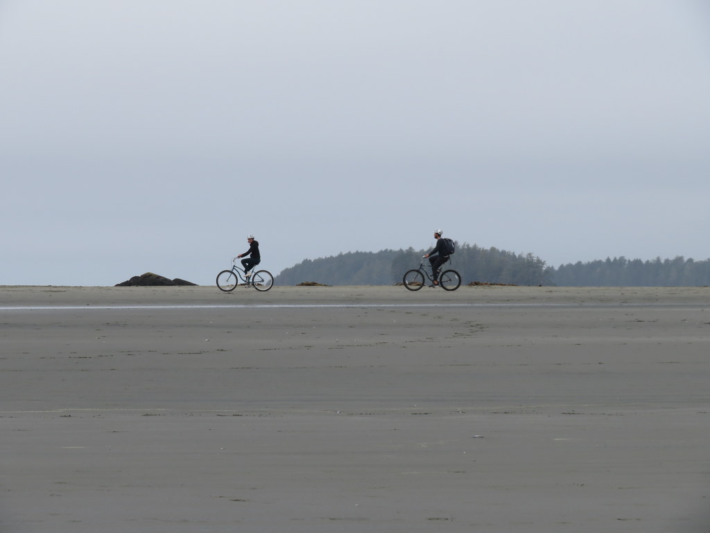 Biking on the beach,