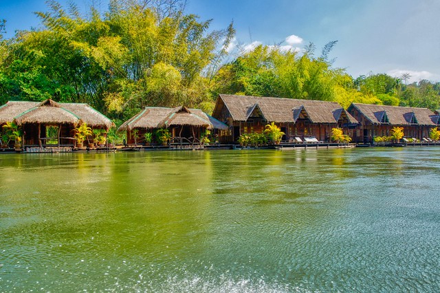 River Raft Hotel on the River Kwae Noi in Kanchanaburi, Thailand