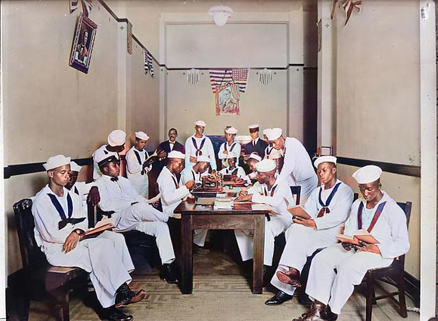 1918 - Colored Sailors In The Rest Room Of The Red Cross Headquarters, Branch No. 6 Of The New Orleans Chapter. This Room Has Been Fitted For The Use Of The Colored Sailors And Soldiers By Louise J. Ross
