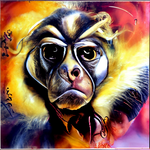 'an airbrush painting of a monkey by Jeremy Henderson' Multi-Perceptor CLIP Guided Diffusion Text-to-Image