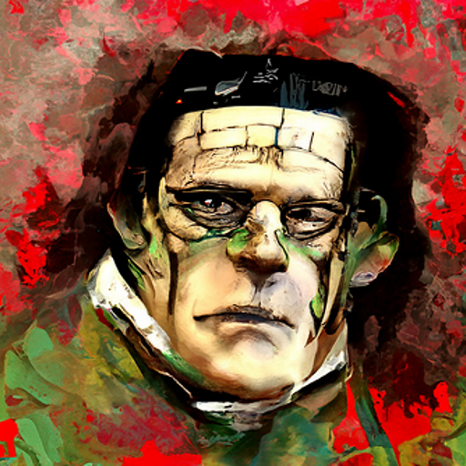 'a digital painting of Frankenstein by Kanzan Shimomura' Multi-Perceptor CLIP Guided Diffusion Text-to-Image
