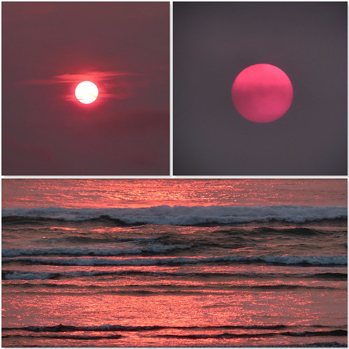 sun sunset ocean waves pink pinksunset oregoncoast cannonbeach nature