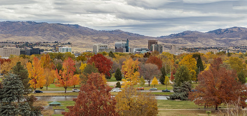 fallcolor leaves trees park cityscape landscape outdoors mountains clouds autumn