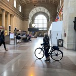Elderly cyclist in Union Station