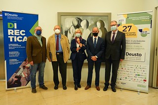 26/10/2021 - Los presidentes de Cebek y Adegi dialogan en Deusto sobre iniciativas y retos para reforzar éticamente las empresas vascas