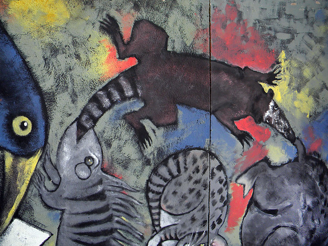 mural of swirling animals in Islita, an artist's town in Costa Rica