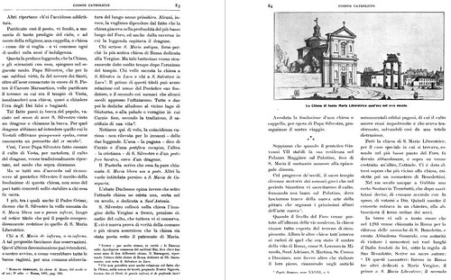 RARA 2021:  R. Artioli, "La Chiesa di S. M. Liberatrice al Foro Romano [foto: La Cappella della Vergine & del Crocifisso]"; in: C.C., (02/1900): 81-96. S.v., Ill. Ital. (11/03/1900). Foto: Victor Jean Nicolle (1798?) & Achille Pinelli (1833?).