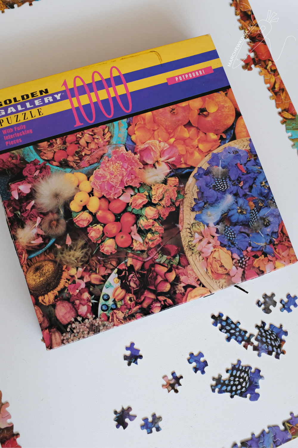 vintage jigsaw puzzle, Glden Gallery, 1990s, potpourri, flowers