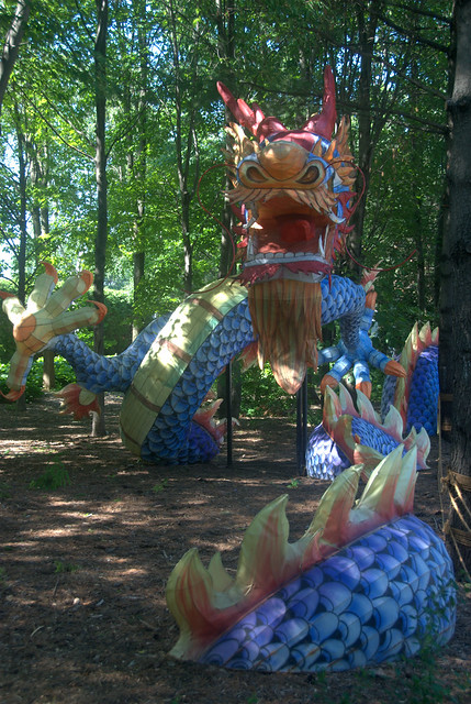 Paper dragon in the forest
