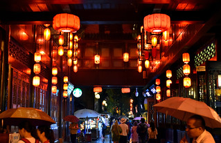 Chinese market night lights, Chengdu, China by German Vogel