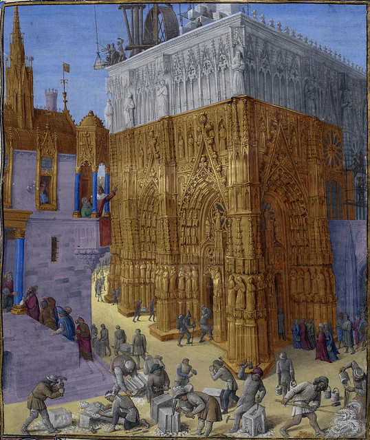 Construction du Temple de Jérusalem, enluminure de Jean Fouquet, vers 1470-1475