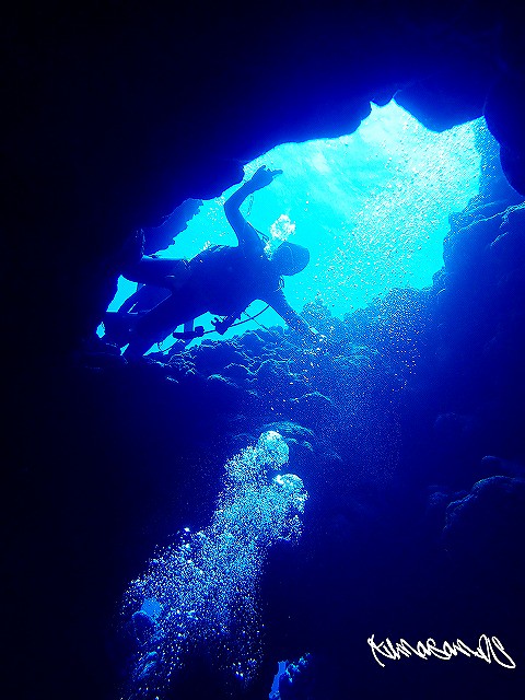 洞窟の中もきれいな青でした(*˘︶˘*)