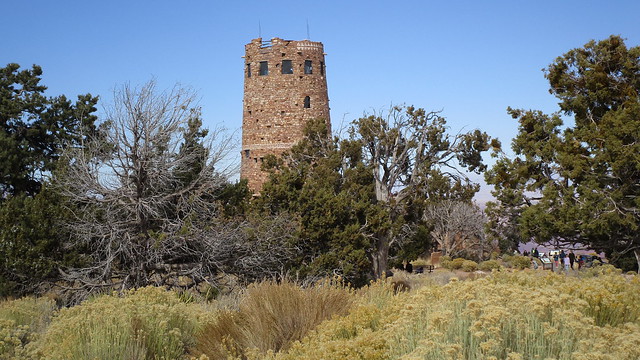 Arizona - Grand Canyon: Desert View Watchtower and the extraordinary and diverse flora located on the South Rim at 2,260 meters above sea level